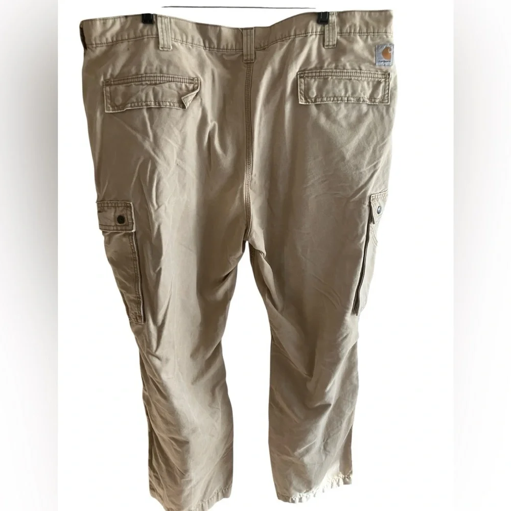 Carhartt Khaki Cargo Workwear Utility Casual Snap Pockets Zip Pants Mens 44 X 30